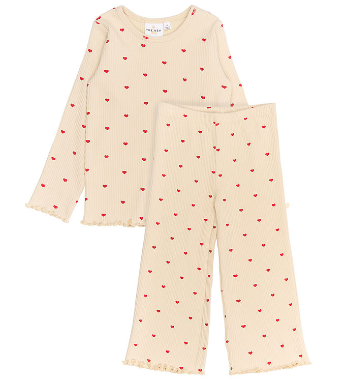 The New Siblings Natsæt Med Små Røde Hjerter - Str. 3y 98cm