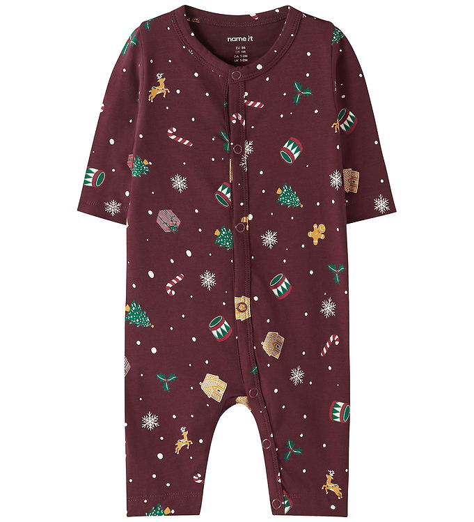 Name It Natdragt - NbnVismas - Burgundy/Xmas AOP