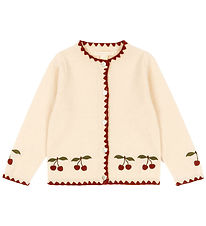 Konges Sløjd Cardigan - Uld - Collette - Off White m. Kirsebær