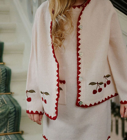 Konges Sløjd Cardigan - Uld - Collette - Off White m. Kirsebær
