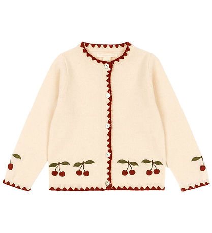 Konges Sløjd Cardigan - Uld - Collette - Off White m. Kirsebær