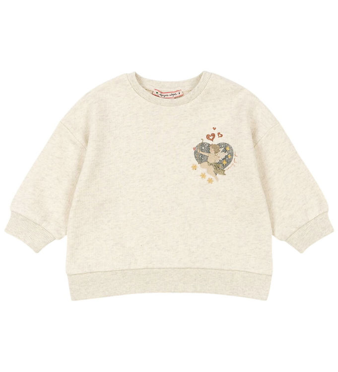 Konges Sløjd Sweatshirt - Loupy Lou - Off White Melange m. Engle