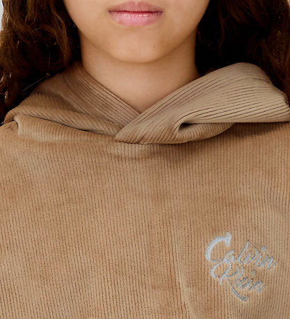 Calvin Klein Sæt - Hættetrøje/Bukser - Fløjlsvelour - Woodsmokeb Calvin Klein Sæt - Hættetrøje/Bukser - Fløjlsvelour - Woodsmokeb