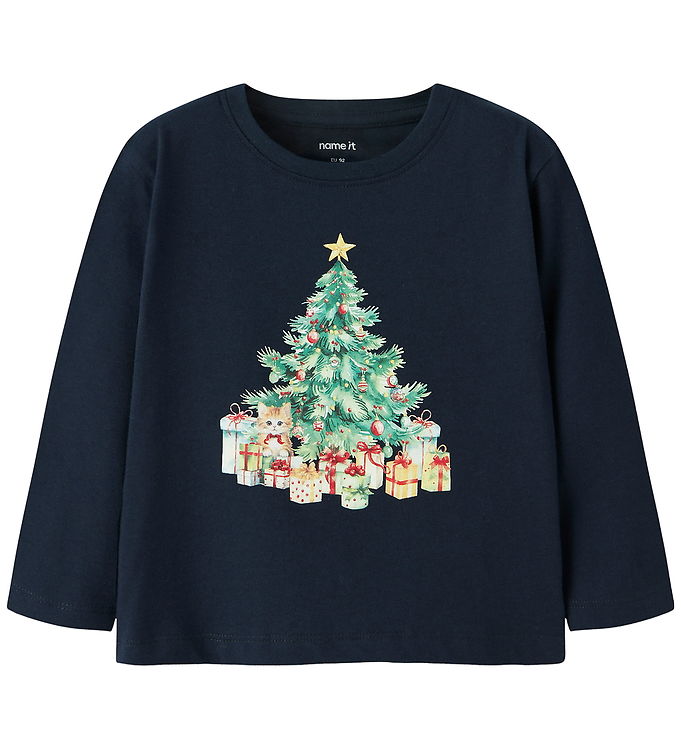 Name It Bluse - NmfVosmas - Navy Blazer/Xmas Tree Cat