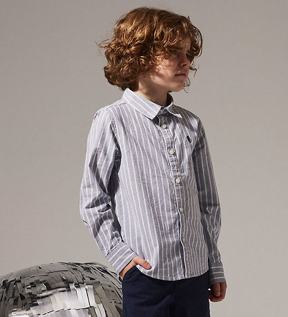 Name It Skjorte - NkmRekid - Flint Stone/Thin Stripe In Bright W