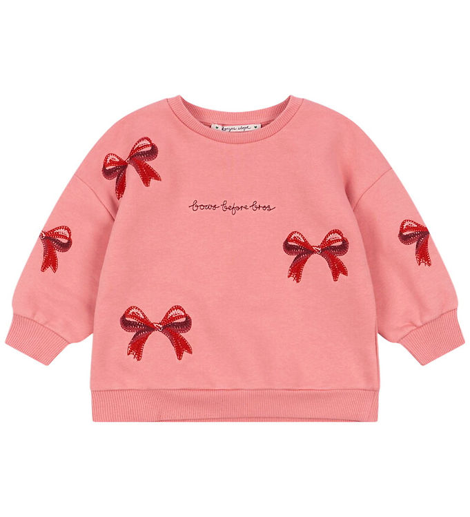 Konges Sløjd Sweatshirt - Lou Bow - Strawberry Ice m. Sløjfer