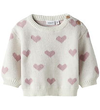 Nmae It Bluse - Strik - NbfOana - Cloud Dancer/Keepsake Lilac He