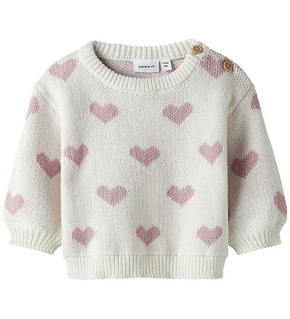 Nmae It Bluse - Strik - NbfOana - Cloud Dancer/Keepsake Lilac He