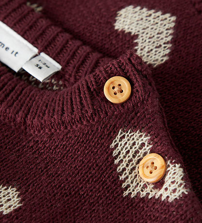 Nmae It Bluse - Strik - NbfOana - Burgundy/Peyote Heart