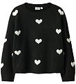 Name It Bluse - Strik - NkfOna - Black/Cloud Dancer Heart