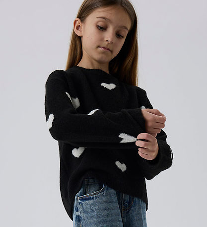 Name It Bluse - Strik - NkfOna - Black/Cloud Dancer Heart