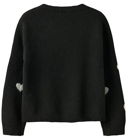 Name It Bluse - Strik - NkfOna - Black/Cloud Dancer Heart