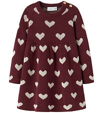 Name It Kjole - Strik - NbfOana - Burgundy/Peyote Heart