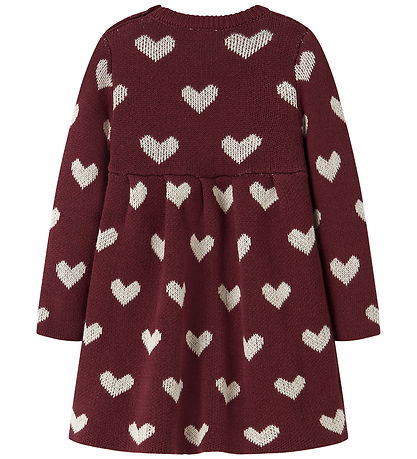 Name It Kjole - Strik - NbfOana - Burgundy/Peyote Heart