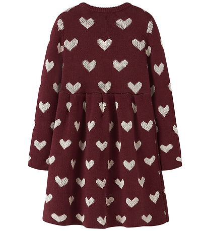 Name It Kjole - Strik - NmfOana - Burgundy/Peyote Heart
