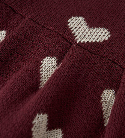 Name It Kjole - Strik - NmfOana - Burgundy/Peyote Heart