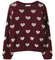 Name It Bluse - Strik - NmfOana - Burgundy/Peyote Heart