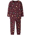 Name It Nattøj - 2-Delt - NmnVismas - Burgundy/Xmas - AOP