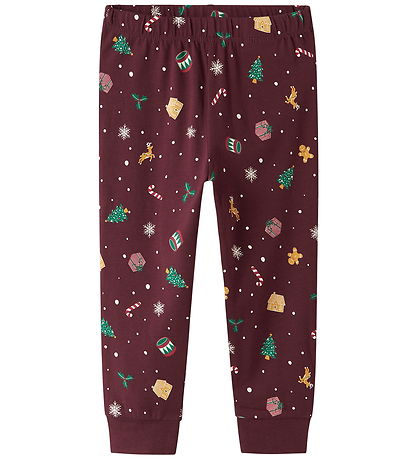 Name It Nattøj - 2-Delt - NmnVismas - Burgundy/Xmas - AOP