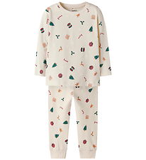 Name It Nattøj - 2-Delt - NmnVismas - Whitecap Gray/Xmas AOP