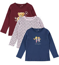 Name It Bluser - 3-pak - NmfNia - Burgundy/Burgundy+Early Hours+