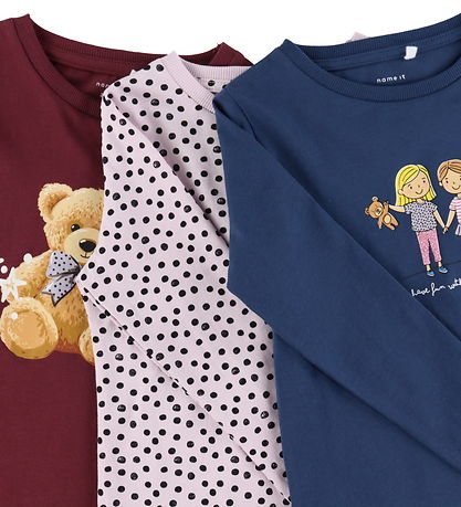 Name It Bluser - 3-pak - NmfNia - Burgundy/Burgundy+Early Hours+