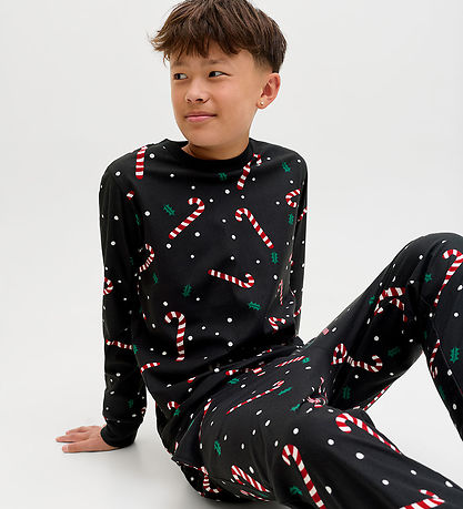 Jack & Jones Nattøj - JacTristan - Black/Candy Cane