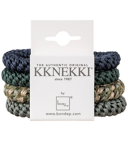 Kknekki Hårelastikker - 4-pak - Green/Blue/Grey