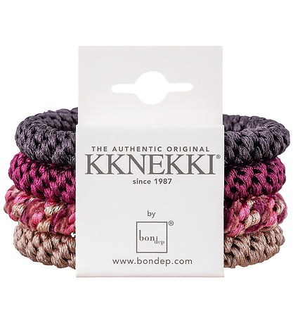 Kknekki Hårelastikker - 4-pak - Brun/Beige/Red