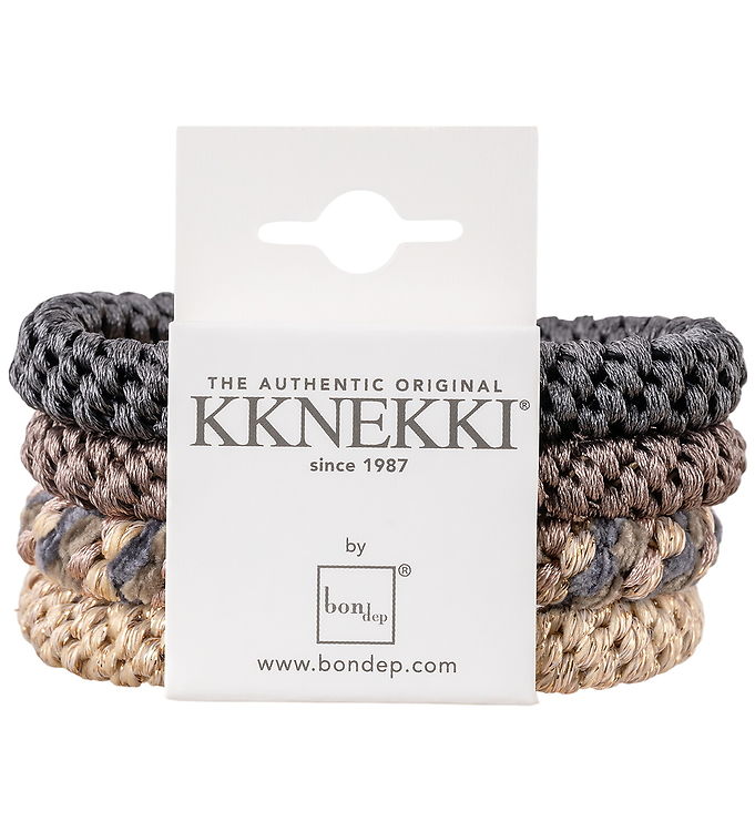 Kknekki Hårelastikker - 4-pak - Beige/Brown/Black