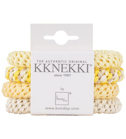 Kknekki Hårelastikker - 4-pak - Yellow/White
