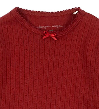Konges Sløjd Body l/æ - Minnie - Red Dahlia m. Hulmønster
