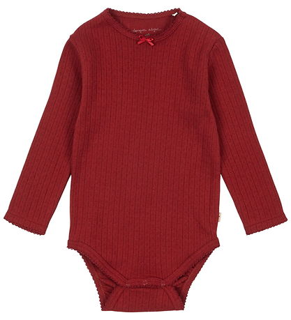 Konges Sløjd Body l/æ - Minnie - Red Dahlia m. Hulmønster