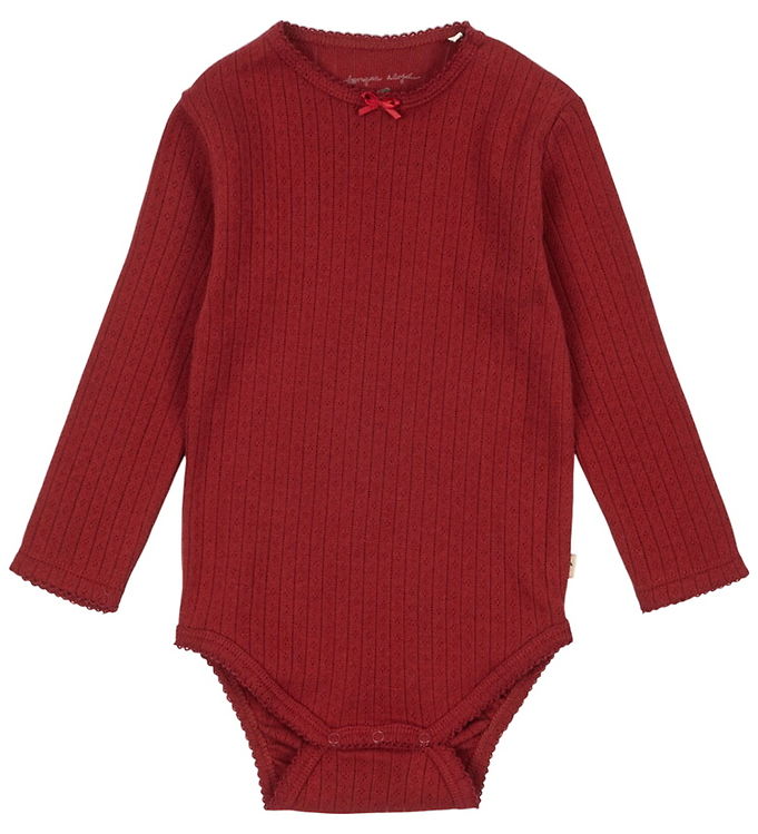 Konges Sløjd Body l/æ - Minnie - Red Dahlia m. Hulmønster