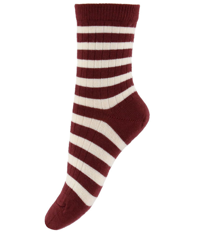 MP Strømper - Rib - Uld - Elis - Wine Red