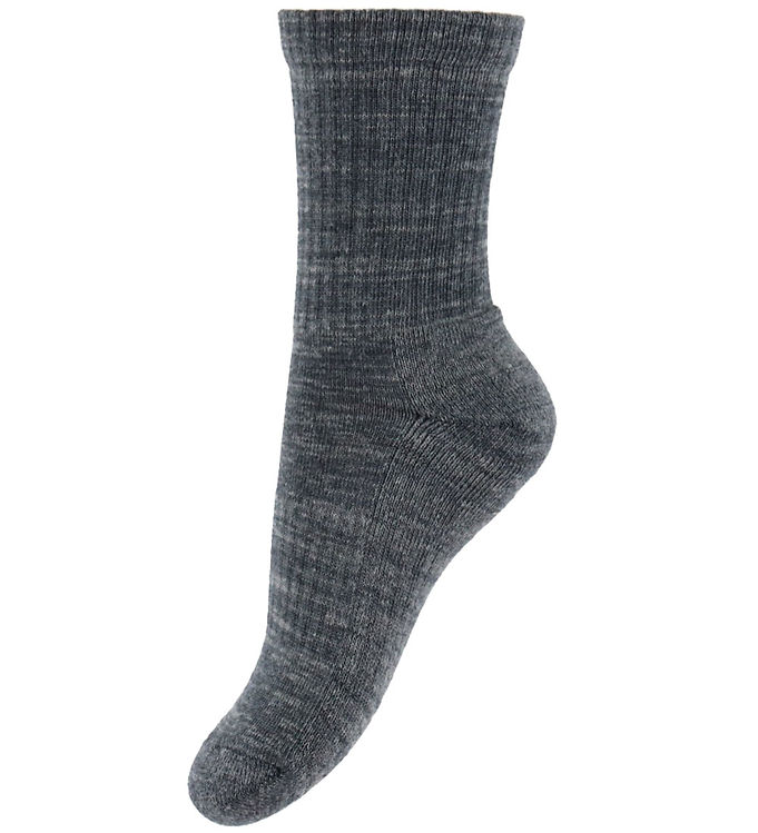 MP Strømper - Uld - Rib - Neo - Mørkegråmeleret