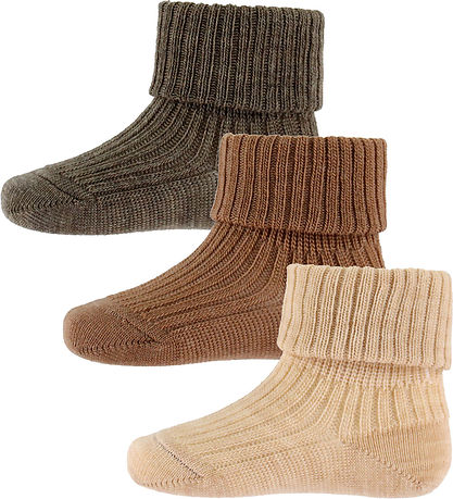 MP Strømper - Uld - Rib - 3-pak - Camel Melange