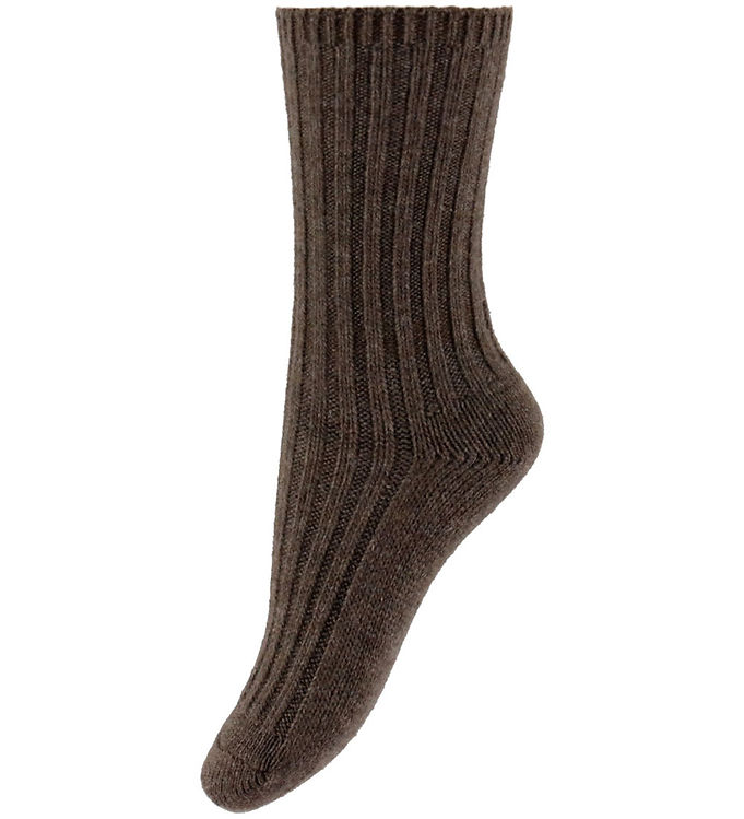 MP Strømper - Uld/Viskose - Rib - Strik - Bellie - Brunmeleret