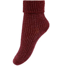 MP Strømper - Rib - Iris - Glitter - Wine Red