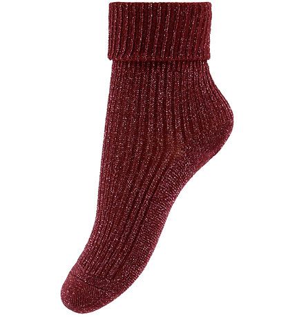 MP Strømper - Uld - Rib - Iris - Glitter - Wine Red