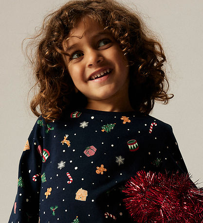 Name It Nattøj - 2-Delt - NmnVismas - Navy Blazer/Xmas AOP Navy