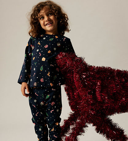 Name It Nattøj - 2-Delt - NmnVismas - Navy Blazer/Xmas AOP Navy