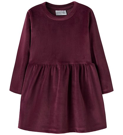 Name It Kjole - NmfVeloa - Velour - Burgundy