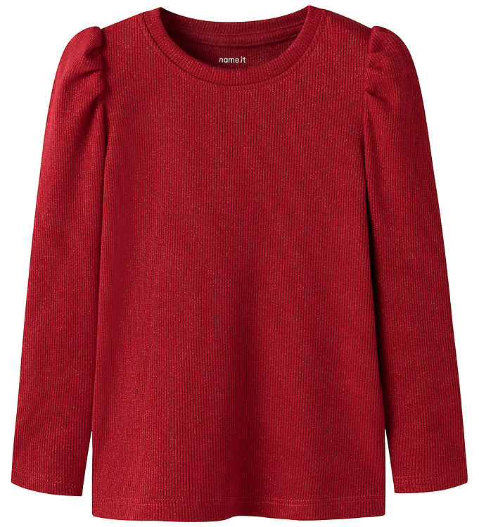 Name It Bluse - Rib - NmfSiclo - Glitter - Jester Red