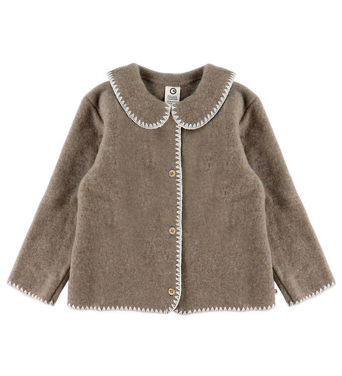 Müsli Cardigan - Uldfleece - Brown Melange