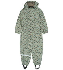 Mikk-Line Regndragt m. Fleece - PU - AOP - Iceberg Green