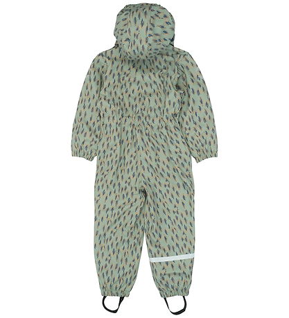 Mikk-Line Regndragt m. Fleece - PU - AOP - Iceberg Green