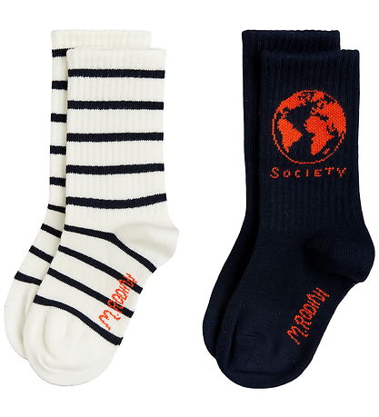 Mini Rodini Sokken - 2-pack - Maatschappij - Blauw Mini Rodini Sokken - 2-pack - Maatschappij - Blauw