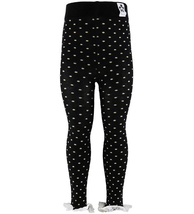Mini Rodini Polka Dot Lace Leggings - Sort