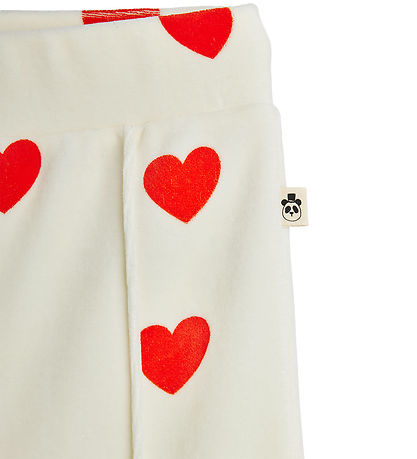 Mini Rodini Velvet Trousers - Hearts - White Mini Rodini Velvet Trousers - Hearts - White